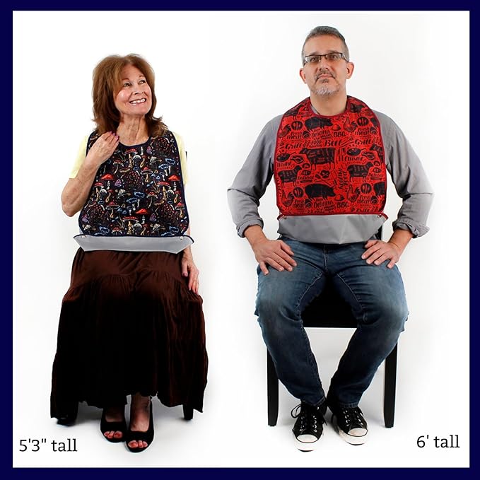 Adult Bibs w/ 3 Snaps & Crumb Catcher
