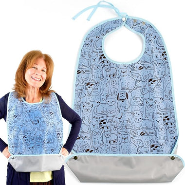 Adult Bibs w/ 3 Snaps & Crumb Catcher