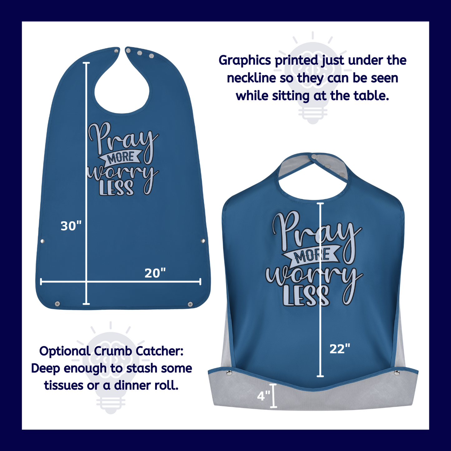Pray More, Worry Less - Funny Adult Bibs