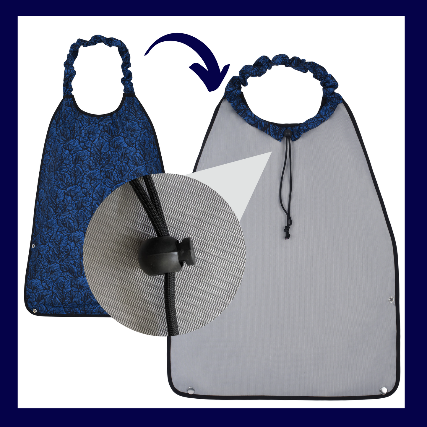 Adult Bibs w/ Pinch & Slide Closure - Blue Halcyon