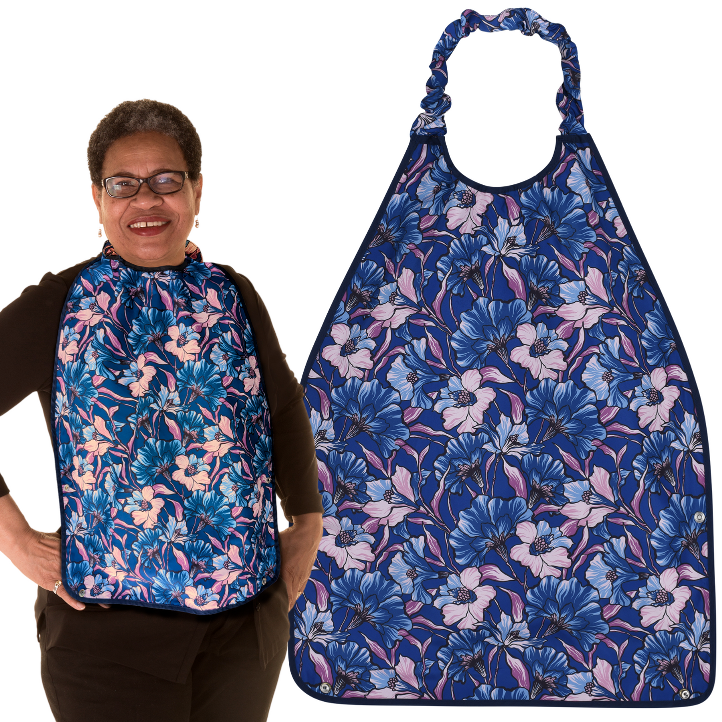 Adult Bibs w/ Pinch & Slide Closure - Vibrant Blossom